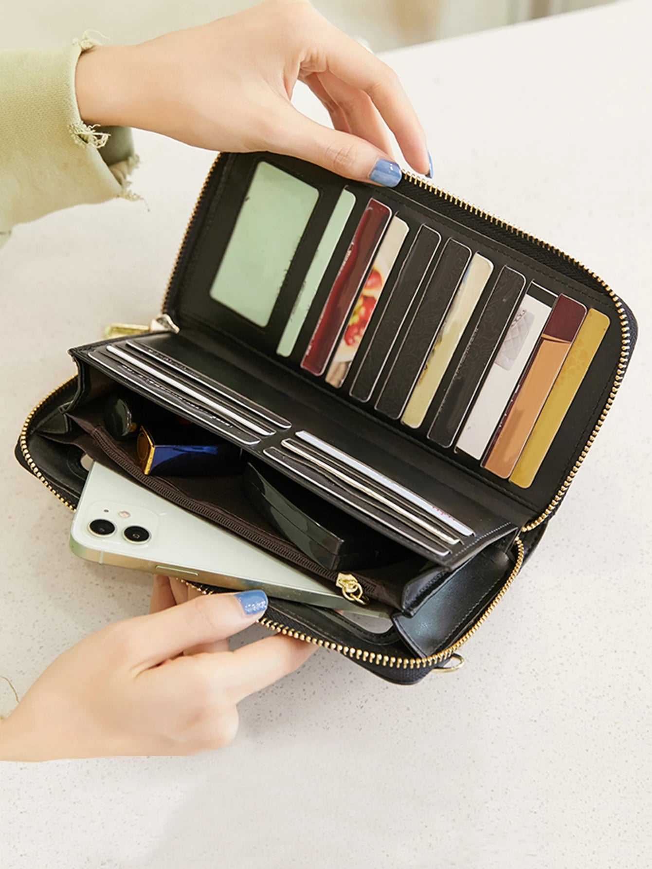 RFID shielded touch screen women's bag, multifunctional soft leather one shoulder crossbody bag, multi card seat coin wallet