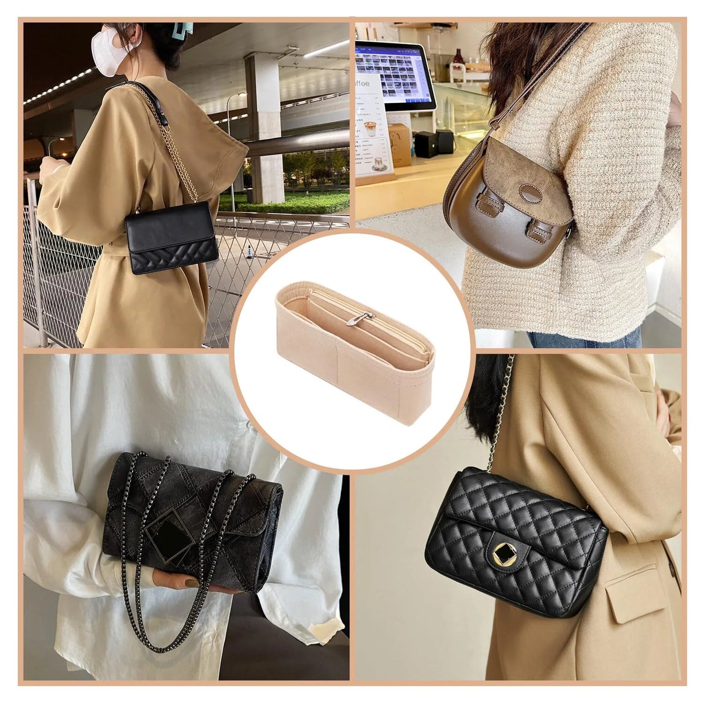 Felt Insert Bag Organizer Bag In Bag For Handbag Purse Organizer for small Shoulder Bag