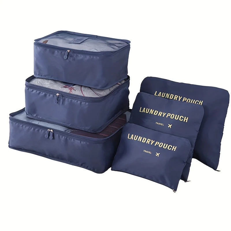 6pcs Travel Organizer Set - Durable Oxford Fabric, Fashionable Women's Packing Cubes For Clothes & Underwear, Hand Washable
