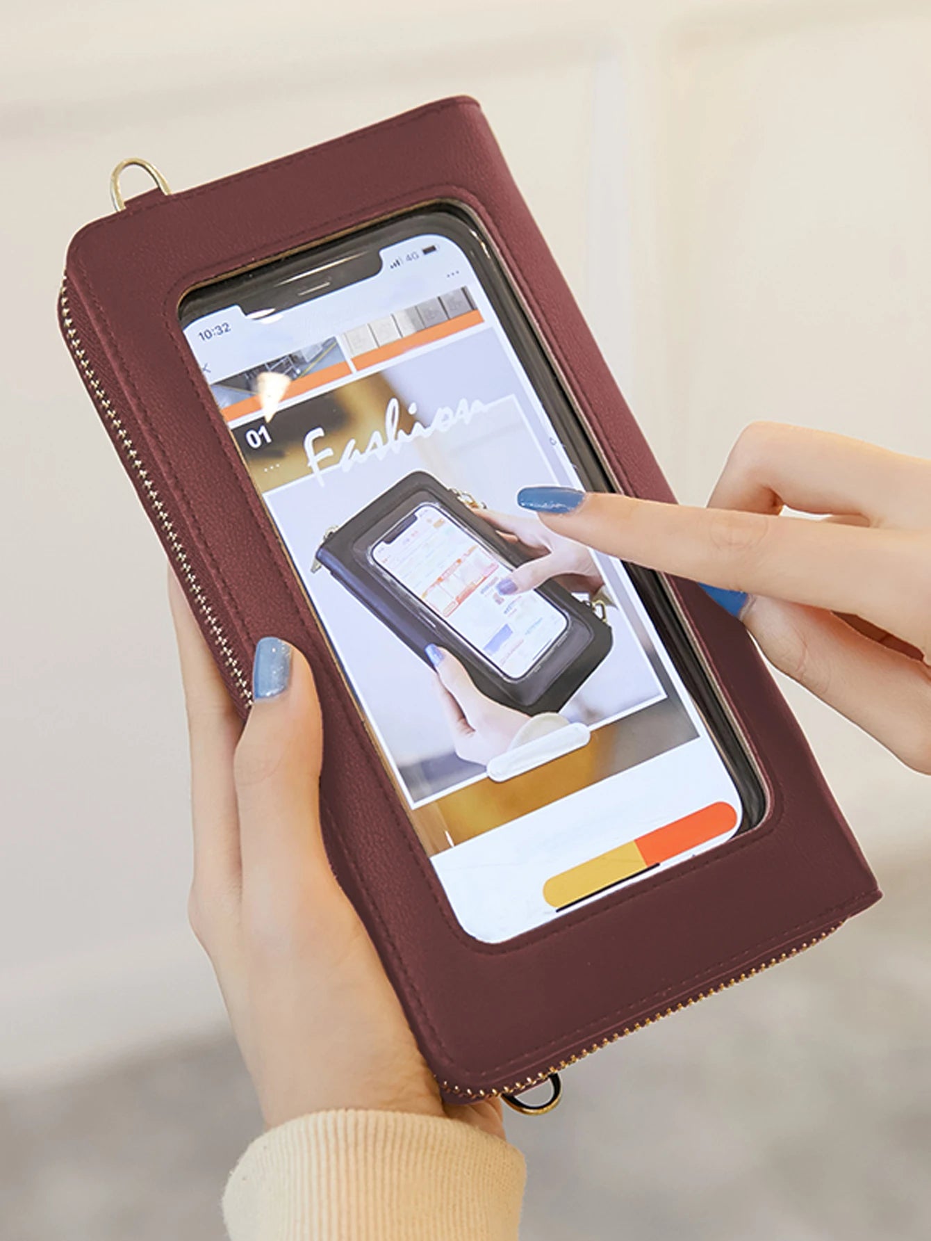 RFID shielded touch screen women's bag, multifunctional soft leather one shoulder crossbody bag, multi card seat coin wallet